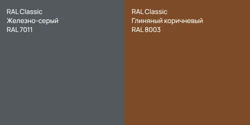 RAL 7011 Железно-серый vs RAL 8003 Глиняный коричневый