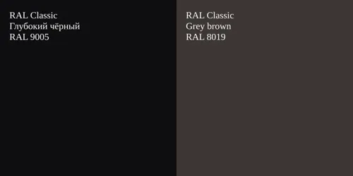RAL 9005 Глубокий чёрный vs RAL 8019  Grey brown