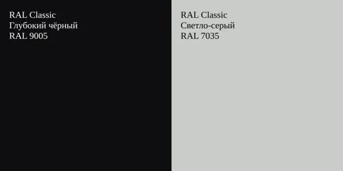 RAL 9005 Глубокий чёрный vs RAL 7035 Светло-серый