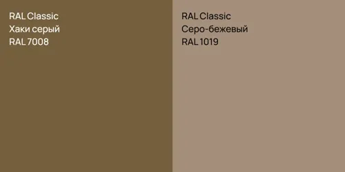 RAL 7008 Хаки серый vs RAL 1019 Серо-бежевый