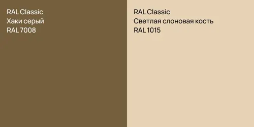 RAL 7008 Хаки серый vs RAL 1015 Светлая слоновая кость