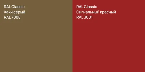 RAL 7008 Хаки серый vs RAL 3001 Сигнальный красный