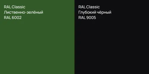 RAL 6002 Лиственно-зелёный vs RAL 9005 Глубокий чёрный