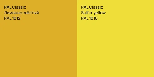RAL 1012 Лимонно-жёлтый vs RAL 1016  Sulfur yellow