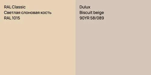 RAL 1015 Светлая слоновая кость vs 90YR 58/089 Biscuit beige