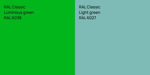 RAL 6038  Luminous green vs RAL 6027  Light green
