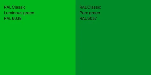 RAL 6038  Luminous green vs RAL 6037  Pure green