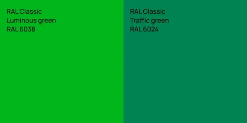 RAL 6038  Luminous green vs RAL 6024  Traffic green