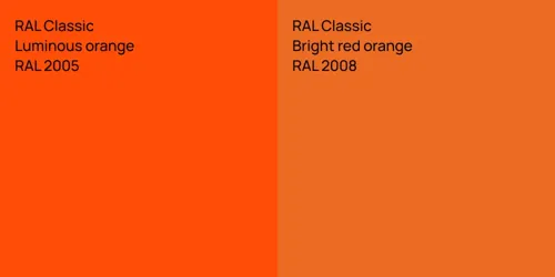RAL 2005  Luminous orange vs RAL 2008  Bright red orange