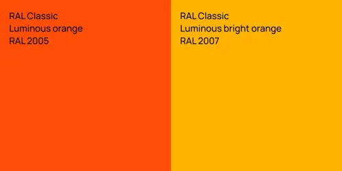 RAL 2005  Luminous orange vs RAL 2007  Luminous bright orange