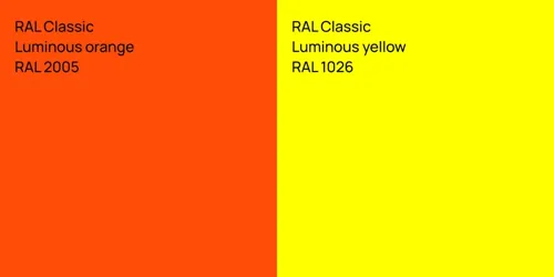 RAL 2005  Luminous orange vs RAL 1026  Luminous yellow