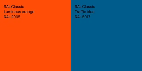 RAL 2005  Luminous orange vs RAL 5017  Traffic blue