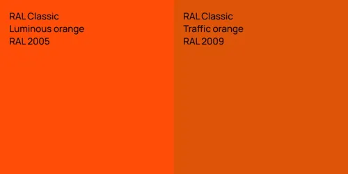 RAL 2005  Luminous orange vs RAL 2009  Traffic orange