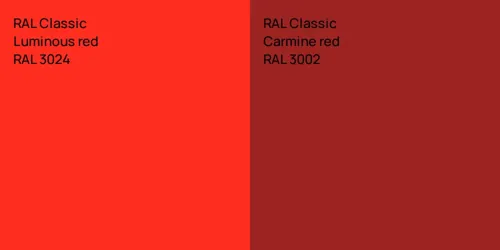 RAL 3024  Luminous red vs RAL 3002  Carmine red