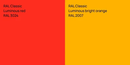 RAL 3024  Luminous red vs RAL 2007  Luminous bright orange