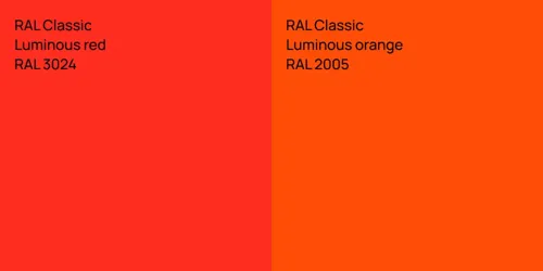 RAL 3024  Luminous red vs RAL 2005  Luminous orange