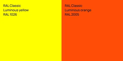 RAL 1026  Luminous yellow vs RAL 2005  Luminous orange