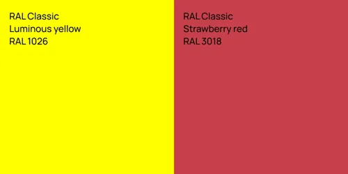 RAL 1026  Luminous yellow vs RAL 3018  Strawberry red