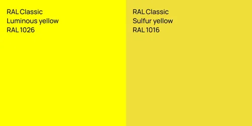 RAL 1026  Luminous yellow vs RAL 1016  Sulfur yellow