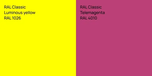 RAL 1026  Luminous yellow vs RAL 4010  Telemagenta