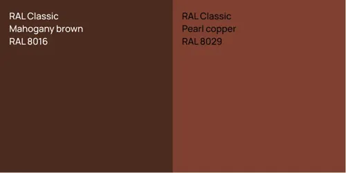 RAL 8016  Mahogany brown vs RAL 8029  Pearl copper
