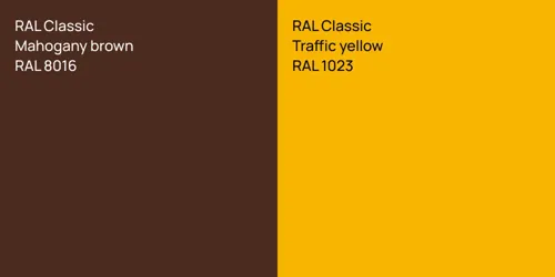 RAL 8016  Mahogany brown vs RAL 1023  Traffic yellow
