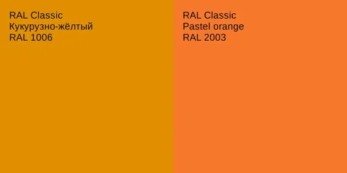 RAL 1006 Кукурузно-жёлтый vs RAL 2003  Pastel orange