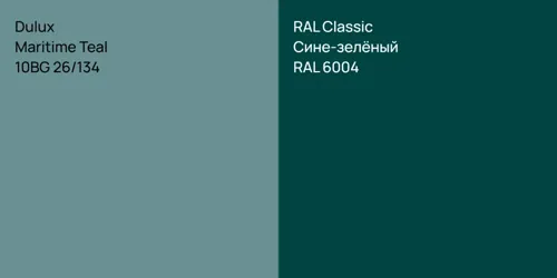 10BG 26/134 Maritime Teal vs RAL 6004 Сине-зелёный