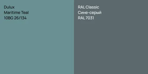 10BG 26/134 Maritime Teal vs RAL 7031 Сине-серый