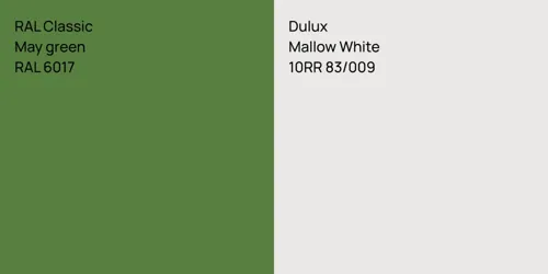 RAL 6017  May green vs 10RR 83/009 Mallow White