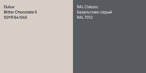 50YR 64/045 Bitter Chocolate 5 vs RAL 7012 Базальтово-серый