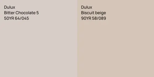 50YR 64/045 Bitter Chocolate 5 vs 90YR 58/089 Biscuit beige