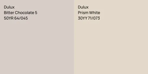 50YR 64/045 Bitter Chocolate 5 vs 30YY 71/073 Prism White