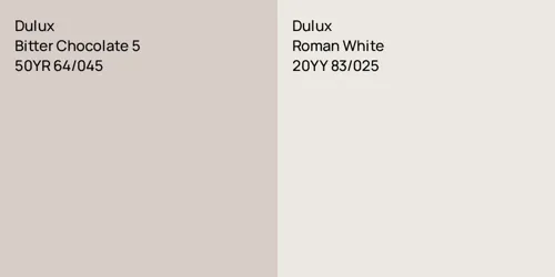 50YR 64/045 Bitter Chocolate 5 vs 20YY 83/025 Roman White