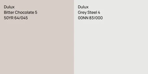 50YR 64/045 Bitter Chocolate 5 vs 00NN 83/000 Grey Steel 4