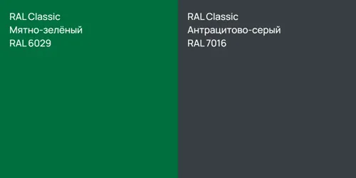 RAL 6029 Мятно-зелёный vs RAL 7016 Антрацитово-серый