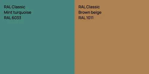 RAL 6033  Mint turquoise vs RAL 1011  Brown beige
