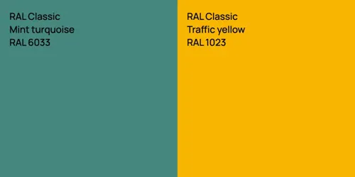 RAL 6033  Mint turquoise vs RAL 1023  Traffic yellow