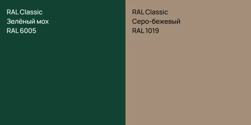 RAL 6005 Зелёный мох vs RAL 1019 Серо-бежевый