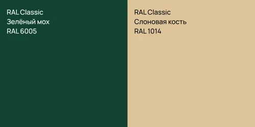 RAL 6005 Зелёный мох vs RAL 1014 Слоновая кость