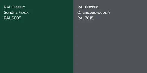 RAL 6005 Зелёный мох vs RAL 7015 Сланцево-серый
