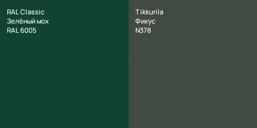 RAL 6005 Зелёный мох vs N378 Фикус