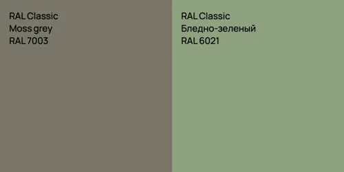 RAL 7003  Moss grey vs RAL 6021 Бледно-зеленый
