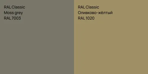 RAL 7003  Moss grey vs RAL 1020 Оливково-жёлтый