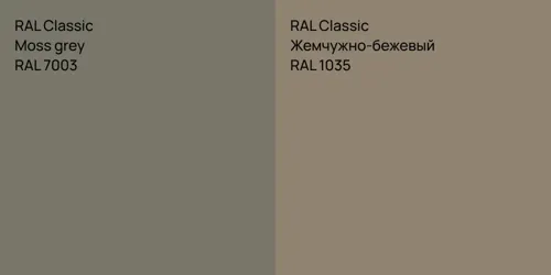 RAL 7003  Moss grey vs RAL 1035 Жемчужно-бежевый
