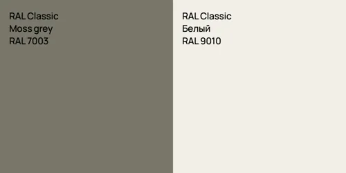 RAL 7003  Moss grey vs RAL 9010 Белый