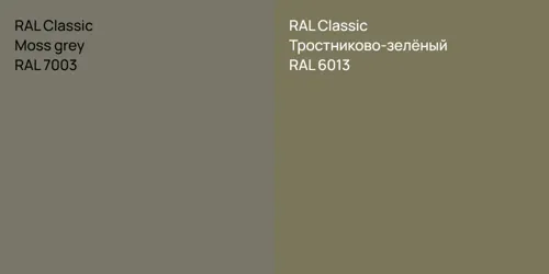RAL 7003  Moss grey vs RAL 6013 Тростниково-зелёный