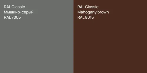 RAL 7005 Мышино-серый vs RAL 8016  Mahogany brown