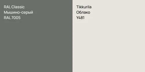 RAL 7005 Мышино-серый vs Y481 Облако