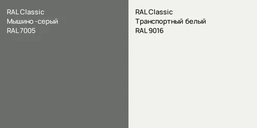 RAL 7005 Мышино-серый vs RAL 9016 Транспортный белый
